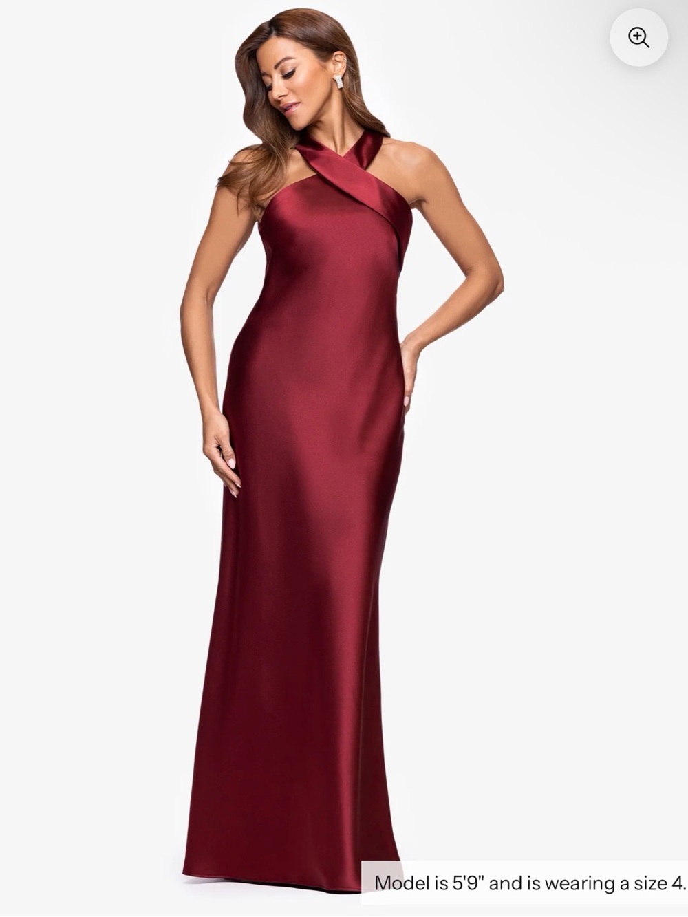 XSCAPE  SATIN HALTER TIE NECK DRESS EVENING GOWN